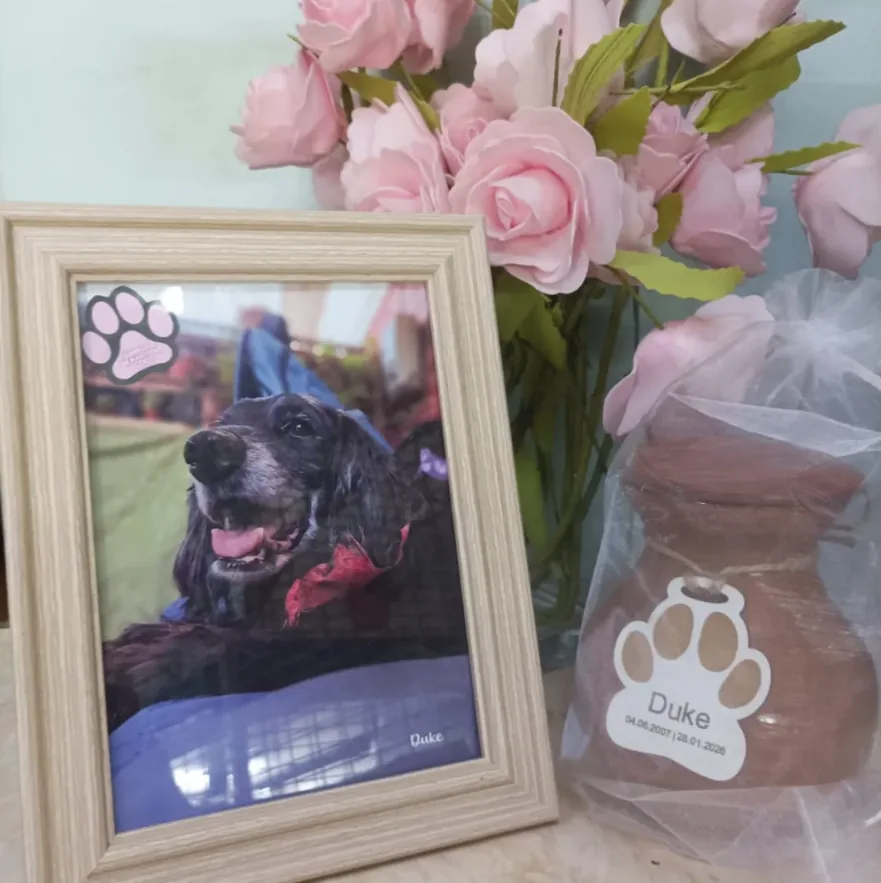 Fotografía conmemorativa y urna de Duke